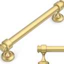 Amerdeco 10 Pack Brushed Gold Cabinet Pulls 5 Inch Hole Centers Cabinet Handles for Kitchen Cabinet Hardware,Cabinet Handles for Bathroom Drawer Handles IH0007