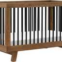 Babyletto Hudson 3-in-1 Convertible Crib with Toddler Bed Conversion Kit in Natural Walnut/Black, Greenguard Gold Certified