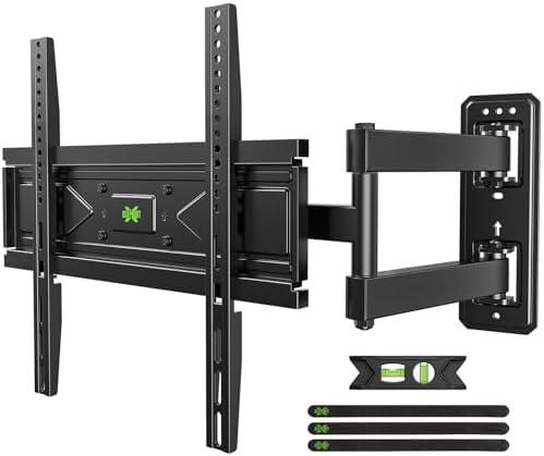 USX MOUNT Corner TV Wall Mount for 26-60 Inch TVs up to 80 lbs, Single Articulating Arm, Full Motion TV Wall Mount Bracket with Swivel and Tilt, Max VESA 400x400mm Black