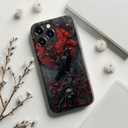 for iPhone 14 Pro Max Case CuteWireless Charging Compatible Dual-Layer Hard Shell + Silicone Cover - Trendy Wildflower Design Protective Phone Case for Women - Goth Fantasy Raven