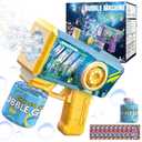 Bubble Gun with Bubble Solution - Transparent, Electric, Leak-Proof, Bubbles Machine with RGB Lights, Ideal Gift for Kids Ages 3-8 Birthday, Toys for 3 4 5 6 7 8 Years Old Boys Girls