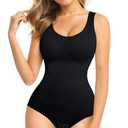 Nebility Women Waist Trainer Bodysuit Slim Full Body Shapewear Seamless Round Neck Jumpsuits Tummy Control Tops (XL, Black)