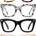 JM 4 Pack Reading Glasses for Women Oversized Cat Eye | Blue Light Blocking, Fashion Style, Spring Hinges