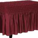 uxcell Bubble Lattice Footstool Cover, Polyester Rectangle Footrest Slipcover with Skirt Footstool Protector for Living Room Bedroom Fit Length 60-100cm/24-39, Wine Red