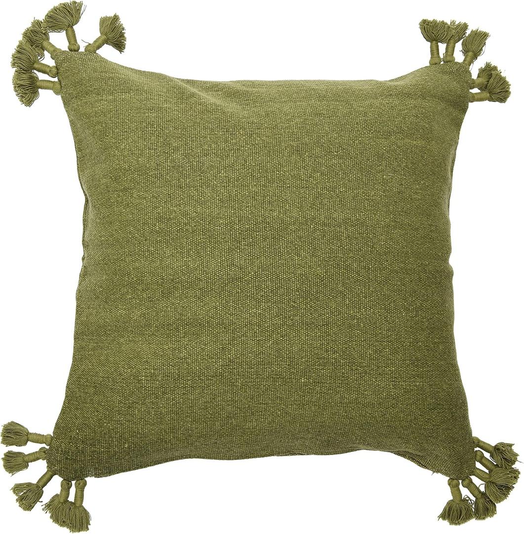 20" Square Canvas Pillow Cover with Tassels