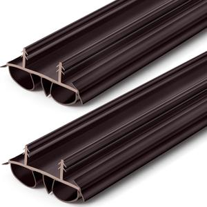 Pushglossy 2 Pcs 36" Double Bubble Kerf Door Sweep 1-3/4" Wide Vinyl Weatherstrip Seal for Exterior Doors, Energy Efficient Draft Stopper, Easy Slide in Installation, Blocks Dust/insects/noise (Brown)