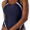 Speedo Women's Swimsuit One Piece Creora Highclo Quantum Splice High Cut Solid (10, Fusion Navy/White)