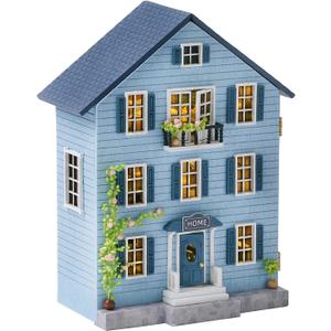 CUTEROOM Dollhouse Miniature with Furniture, DIY Wooden Dollhouse Kit Plus LED Lights, Creative Room for Valentine's Day Gift Idea (D031)