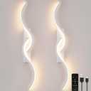 Modern Battery Operated Wall Sconces, Rechargeable Wall Sconces, 3000K-6500K LED Wireless Wall Light, Modern Wall Lamp not Hardwired for Living Room Bedroom Hallway (White), 31.49 inch