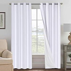 H.VERSAILTEX Linen Blackout Curtains 108 Inches Long 100% Blackout Thermal Insulated Textured Linen Look Curtain Draperies Anti-Rust Grommet, Energy Saving with White Liner, 2 Panels, Black (52"W x 108"L (Pack of 2), Black)