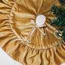 Mini Christmas Tree Skirt Velvet Plush Tiny 20 Inch Navy Blue Vintage Christmas Tree Skirts Luxury Miniature Farmhouse Xmas Decorations for Home Party Winter