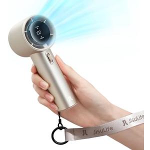 JISULIFE Portable Handheld Fan, Speed(1-100) Adjustable Turbo Mini and 5000mAh Battery Rechargeable Personal Fan with Metal Body, Digital Display, Gifts for Women Men Travel/Camping/Outdoor-Brown