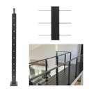 Sidasu 36" Level Cable Railing Post,Stainless Steel Adjustable Top Post for Stair & Deck Railing System, Horizontal Drilled Line Post with Rubber Grommets, Matte Black Finish