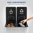 PeakPursuit Dual Trash Can with Lid, 2 X11 Gallon Large Trash Can, Step Pedal Garbage, Removable Inner Buckets, Stainless Steel Trash Can for Bathroom, Kitchen, Office