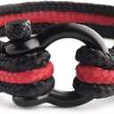 Mens Rope Bracelet - Stainless Steel Black Shackle, Extremely Durable and Scratch Resistant Waterproof Paracord, Handmade, Nautical Wristband for Men B-8-7