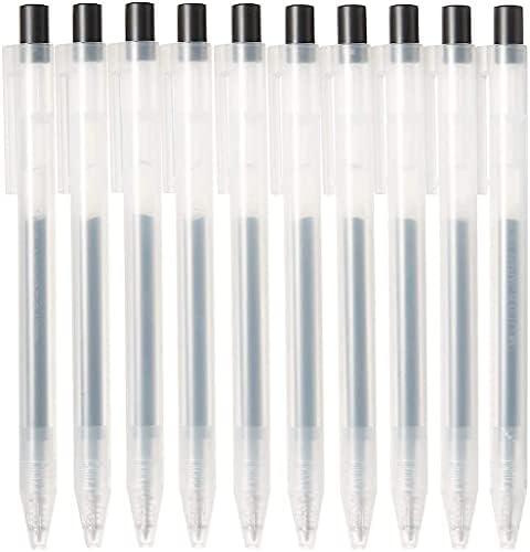 Muji Smooth Gel Ink Ballpoint Pen Knock Type 10-Pieces Set, 0.5 mm Nib Size, Black