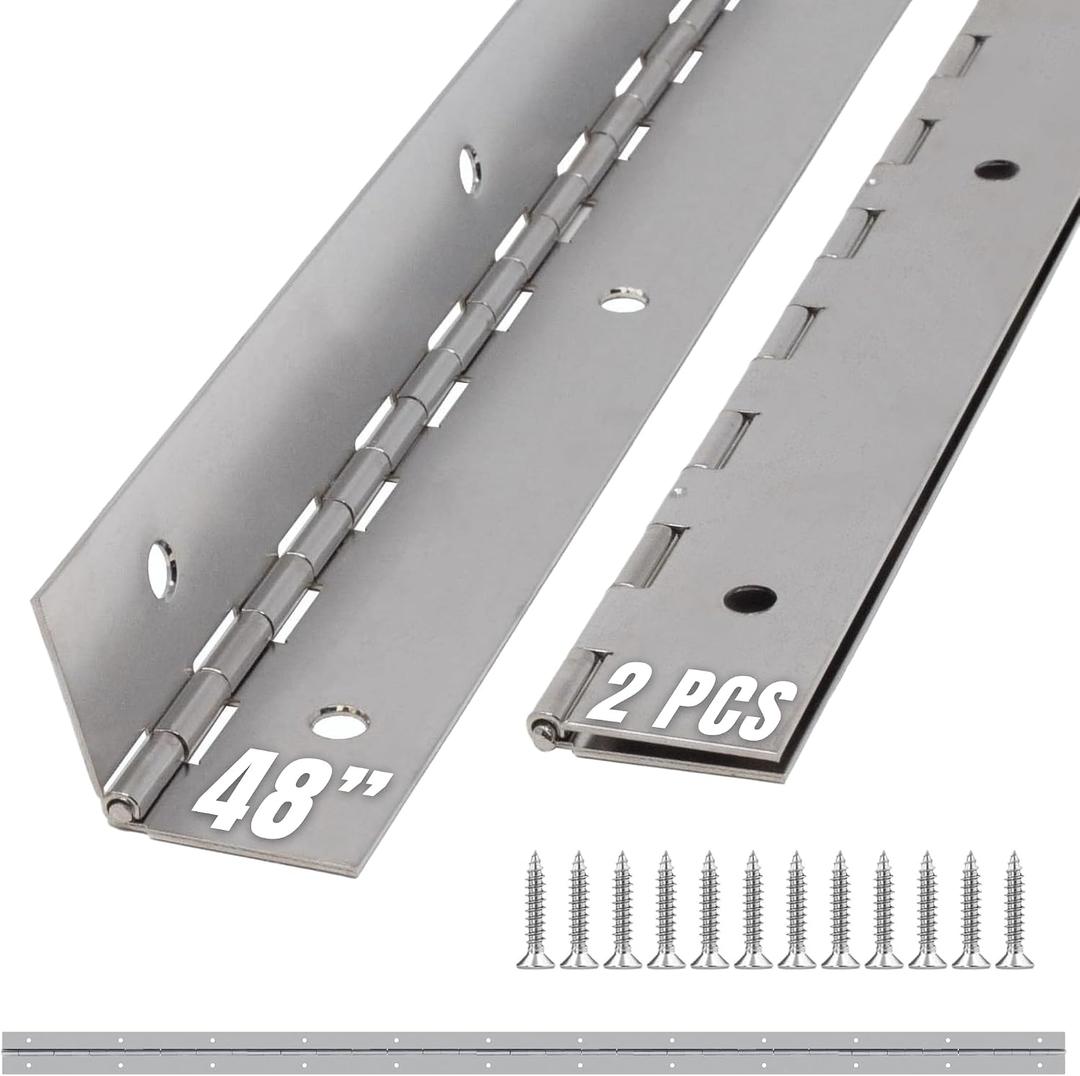 ALBO 48" x 2" Piano Hinge Stainless Steel 304, Silver, 2-Pack