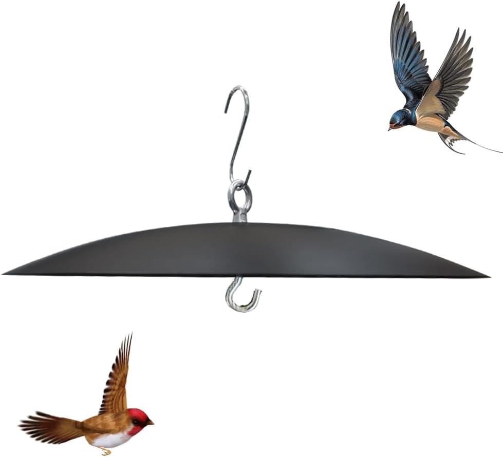 Bird Feeder Baffle, Guard for Bird Houses,13 inch Metal Hanging Baffle Weather Guard Cover for Outside Black