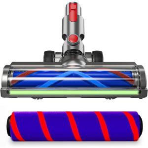 2 Replacement Vacuum Cleaner Heads for Dyson V7/V8/V10/V11/V15 | Anti-Tangle Motor-Driven Brush Roll with LED Light Dust Detection | Quick-Release Attachments for Carpets, Hardwood Floors & Tiles