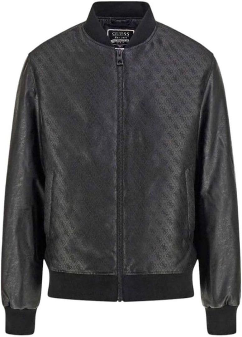GUESS Men's Quattro G Varsity Bomber Jacket (Jet Black), S