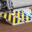 2 FT Portable Wheelchair Ramp, 800LBS Capacity Foldable Aluminum Handicap Ramps with Handle, Ramps for Wheel Chairs for Home Steps, Doorway, Threshold, Front Porch, Entry (Yellow-Black, 2FT)
