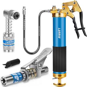 Grease Gun Kit, 8000 PSI Heavy Duty Pistol Grip Grease Gun with 14 OZ Capacity, Includes 0.53" Grease Coupler & 90 Grease Adaptor, Grease Guns for Automotive, Agricultral, Industrial, Marine