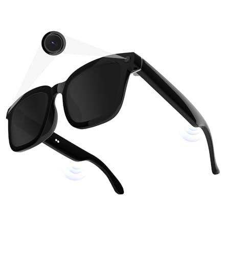Jacuate AI Smart Camera Glasses 1080P HD - Bluetooth Video Recording Glasses with Voice Control, Wearable Sport Camera Eyeglasses for Driving, Hiking, Outdoor & Open on Computer-Black