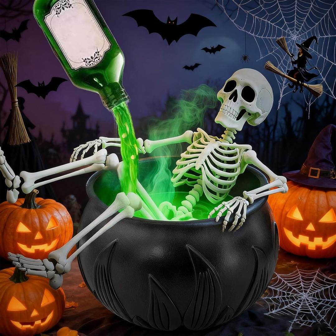 Halloween Decor for Indoors - 2025 NewCauldron Halloween Decor, Featuring Spooky Skulls and Potion Bottles,Perfect for The Perfect Choice for Haunted House Decorations