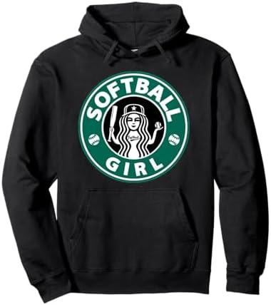 Girls Softball Logo for Teen Players or Mom Great Team Pullover Hoodie, XL