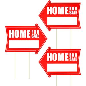3pcs Estate Sale Signs, 16x12 Inch Home for Sale Sign with Stakes Double Sided House for Sale Signs by Owner Open House Signs with Directional Arrow for Home Real Estate Yard Lawn Garden