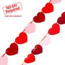2 x Felt Burgundy Red and Pink Heart Garland- Pack of 40, Pre-Strung Valentines Banner for Wedding Decorations Anniversary Decorations