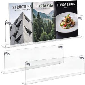 2 Pack Clear Acrylic Magazine Holder Wall, Brochure, 24 Inch
