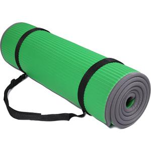 Fitvids All-Purpose 2/5-Inch (10mm) Extra Thick High Density Anti-Slip Exercise Pilates Yoga Mat with Carrying Strap, Multiple Colors (Green)