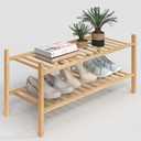 Z&L HOUSE 2-Tier Shoe Rack for Closet, Stackable Shoes Rack Organizer Free Standing Shoe Shelf for Entryway and Closet Hallway, Multifunctional Bamboo Rack in Different Combinations (2-Tier)