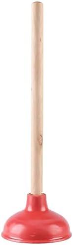 Toilet Plunger Red Heavy Duty Force Cup Rubber with A Long Wooden Handle to Fix Clogged Toilets and Drains, Perfect for Kitchens and Bathrooms (1 pcs)