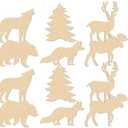 NUOBESTY 30pcs Unfinished Wooden Animal Forest Cutouts Wood Cutouts to Paint Animal Shapes Wooden Crafts with Holes for DIY Craft Art Christmas Holiday Party Hanging Decors