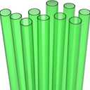 Fiesta First 10 EXTRA WIDE Long Reusable Hard Plastic Drinking Straws + Cleaning Brush - Fat Thick Large Jumbo Straws for Smoothies and Milkshakes - Green - Dishwasher Safe BPA Free