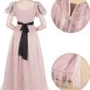 NSPSTT Pink Regency Dress Women Regency Ball Gowns 1800s Princess Costume for Adults, Small
