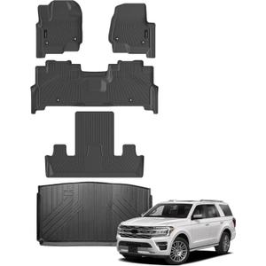 AUXKO All Weather Floor Mat & Cargo Mat Fit for 2025 2024-2018 Ford Expedition MAX 7 Seat 2nd Row Bucket Seat TPE Liner Accessories All Season Guard Odorless Anti-Slip Black