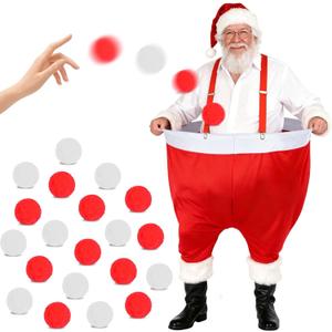 Santa Pants Snowball Fight Red and White Christmas Snowball Toss Activity Game with 20 Xmas Snow Balls Party Toss Game for Families Yard Indoor Outdoor (Large for Adults)