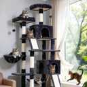 Gitelsnour Cat Tree for Indoor Cats, 71'' (180cm) Multi-Level Cat Tower for Large Adult, Sturdy Cat Tree House with 2 Scratching Boards 7 Posts, 2 Plush Perches/Condos, Hammock, Smoky Gray GCT032G
