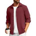 COOFANDY Mens Casual Button Down Shirt Long Sleeve Lightweight Jacket Fashion Textured Shirts, Large