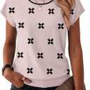 Zeagoo Womens Summer Short Sleeve Tops Crew Neck Pullover Sweaters Cap Sleeve Loose Dressy Casual Blouse Basic Clothes