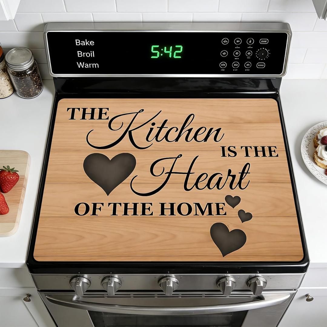 Stove Top Cover for Electric Stoves: All-in-One Heat-Resistant Protector Mat, Non-Slip Kitchen Counter Mat 28''x20'' (M4163)