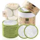 Greenzla Reusable Makeup Remover Pads (20 Pack) Washable Laundry Bag & Round Box for Storage, Reusable Bamboo Cotton Rounds for All Skin Types (White)