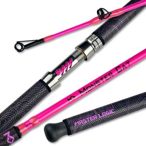 Monster Catfish Fishing Rod - 7' Medium Heavy, 1-Piece Glow in Dark Casting Rod, S-Glass & Carbon Graphite Blend, Durable EVA Foam Super Grip, Catfish Pole for Night Fishing (Pink)