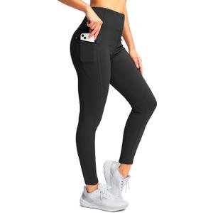 SANTINY Women's Fleece Lined Winter Leggings Water Resistant High Waisted Thermal Hiking Running Warm Pants Women Pockets (Gray, L)