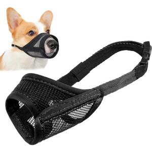 LUCKYPAW Dog Muzzle, Mesh Muzzle for Small Medium Dogs, Soft Mouth Cover to Prevent Biting Chewing, Drinkable Breathable Adjustable Puppy Poodle Dachshund (S, Black)