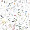 Dimoon 236"x16.1" Floral Peel and Stick Wallpaper White Contact Paper Thicken Wallpaper Delicate Flower Waterproof Green Leaf White Self Adhesive Removable Wall Paper Shelf Liner Vinyl Roll