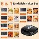 6 in 1 Waffle Maker, Sandwich Maker with Removable Plates, Donut Maker Dual-Sided Heating Non-Stick Plates, Walnut Cookie Maker, Multi Breakfast Maker for Grilled Cheese, Toast, Bread